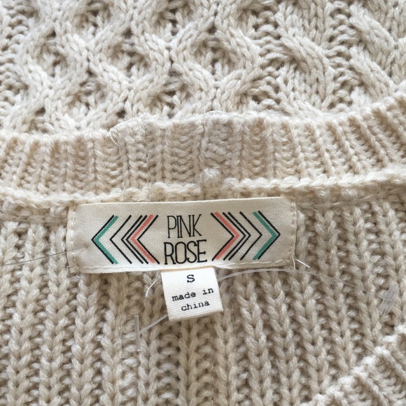Pink Rose Cable Knit Sweater Dress Cream Womens S - Picture 8 of 8